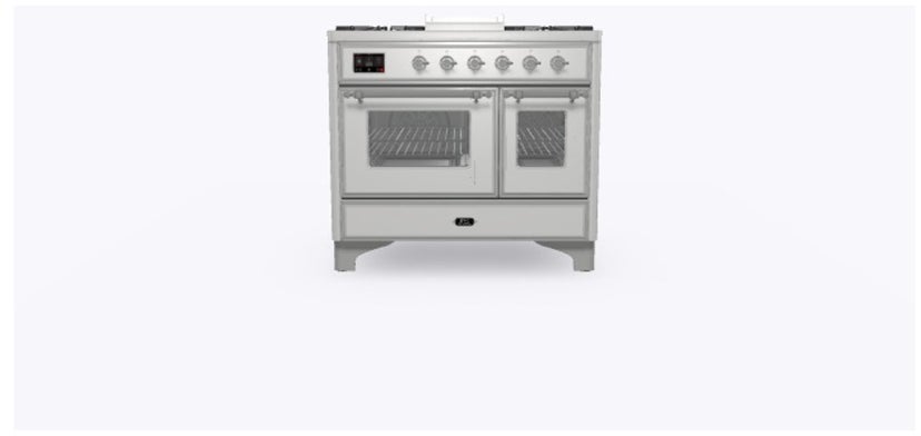 Ilve UMD10FDNS3SSCLP 40" Dual Fuel Freestanding Range w/ 6 Sealed Burne...