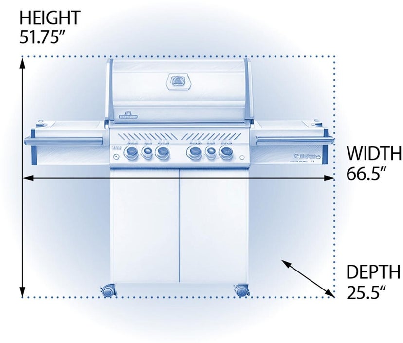 Napoleon PRO500RSIBPSS3 67 Inch Freestanding Grill with Infrared Sizzle Zo...