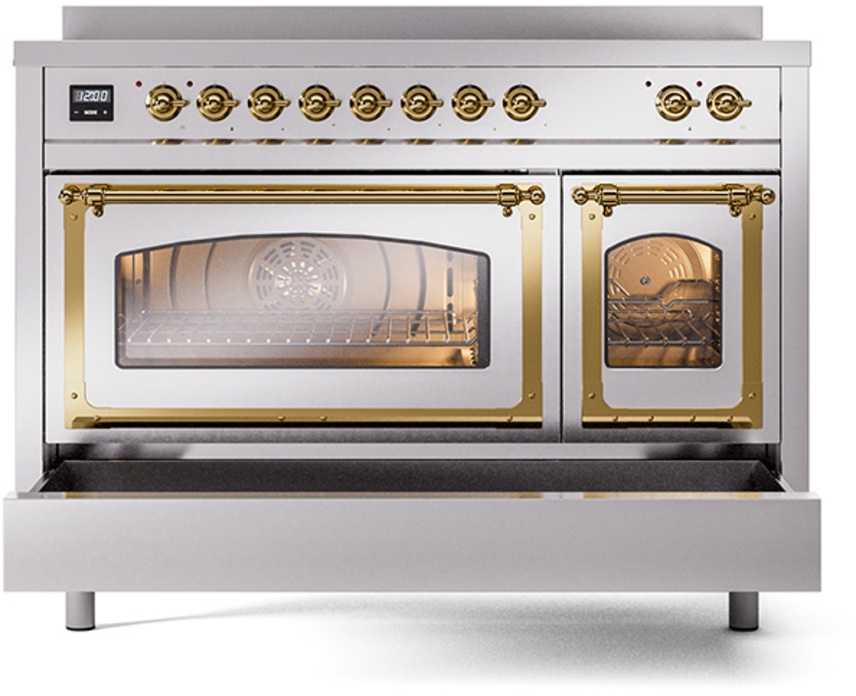 Ilve UNI486NMPSSG Stainless Steel With Brass Knobs