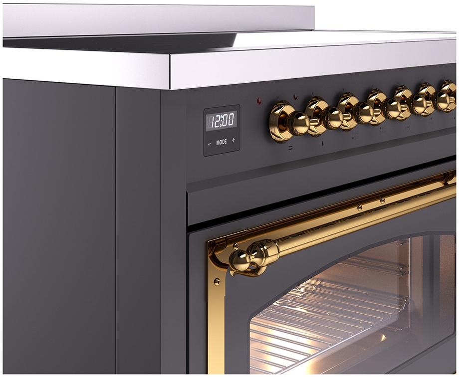 Ilve UNI486NMPMGG Graphite Matte With Brass Knobs