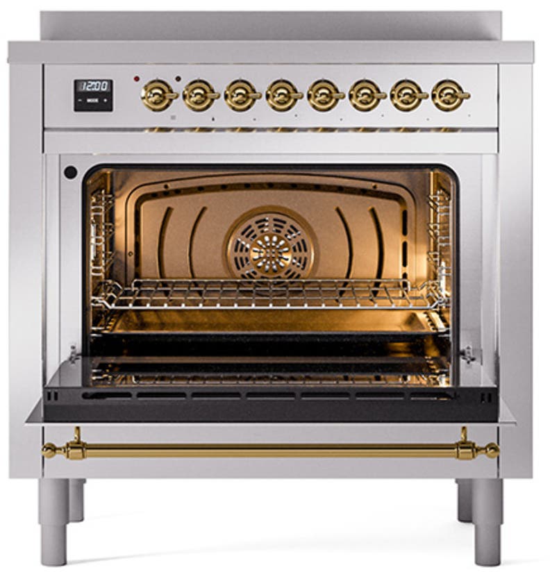 Ilve UNI366QNMPSSG Stainless Steel With Brass Knobs