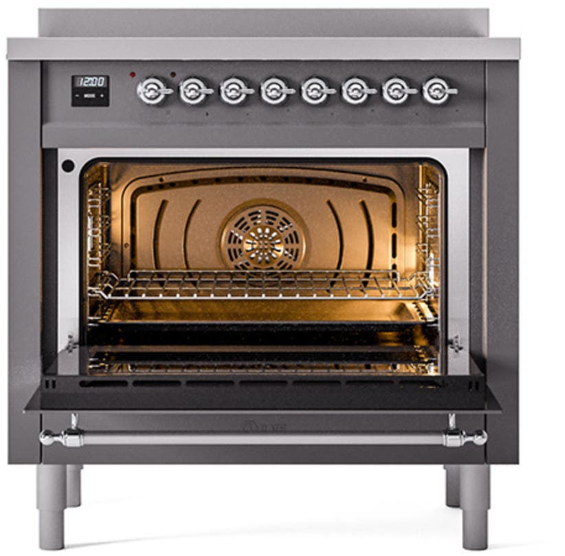 Ilve UNI366QNMPMGC Graphite Matte With Chrome Knobs