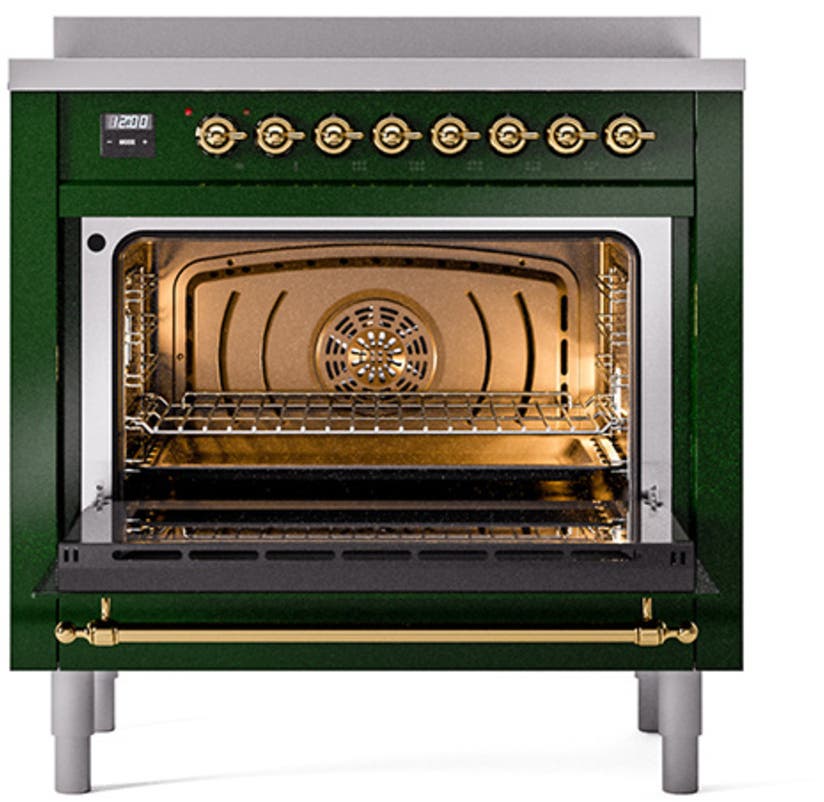 Ilve UNI366QNMPEGG Emerald Green With Brass Knobs
