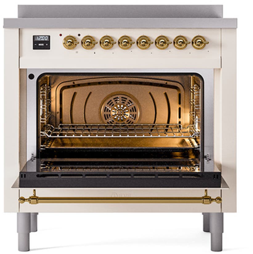 Ilve UNI366QNMPAWG Antique White With Brass Knobs