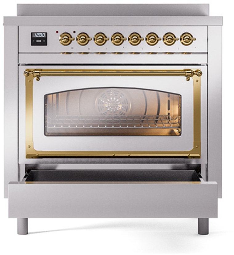 Ilve UNI366NMPSSG Stainless Steel With Brass Knobs