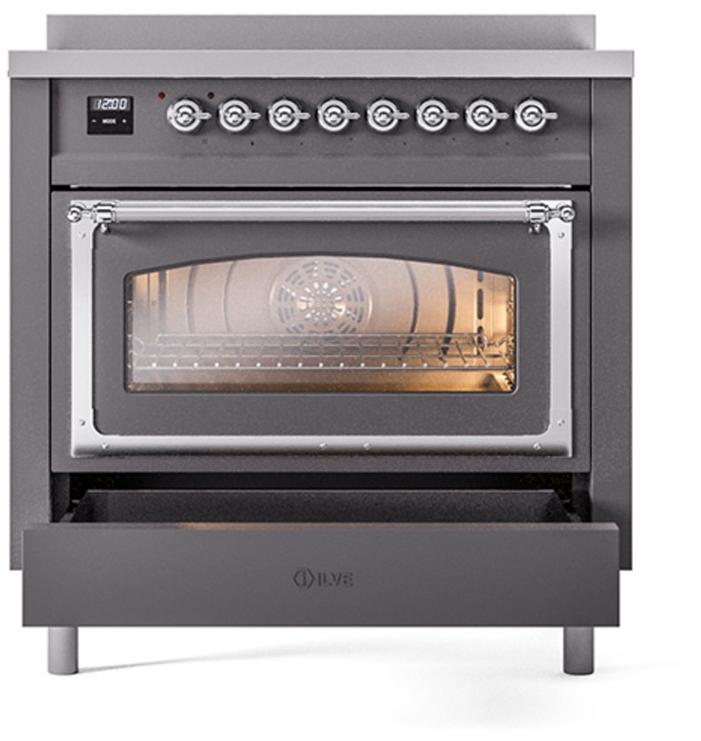 Ilve UNI366NMPMGC Graphite Matte With Chrome Knobs