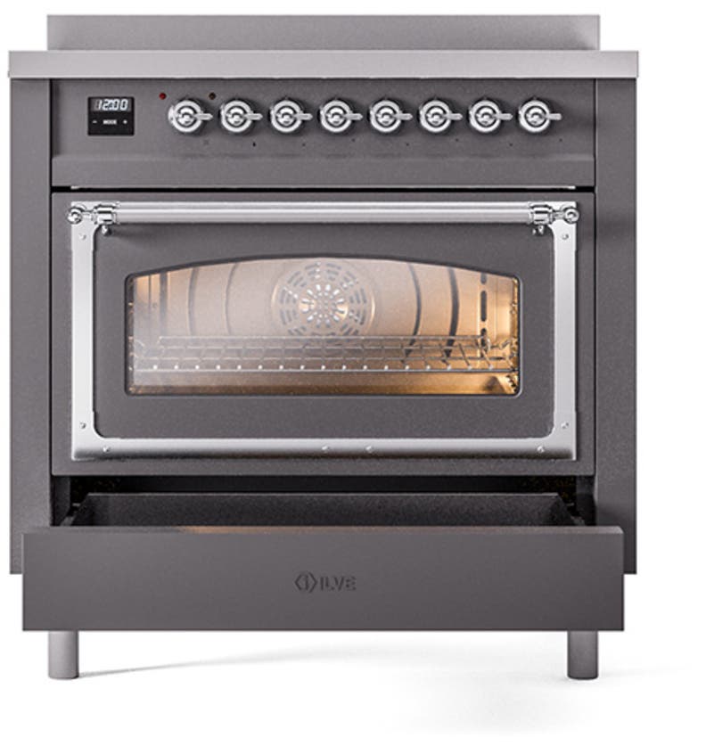 Ilve UNI366NMPMGC Graphite Matte With Chrome Knobs