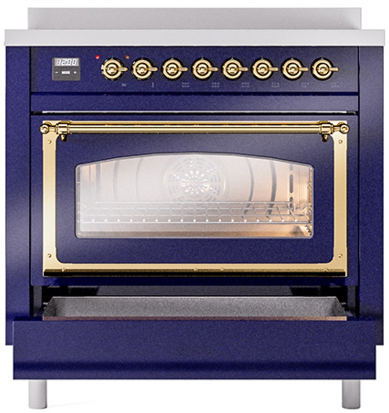 Ilve UNI366NMPMBG Midnight Blue With Brass Knobs