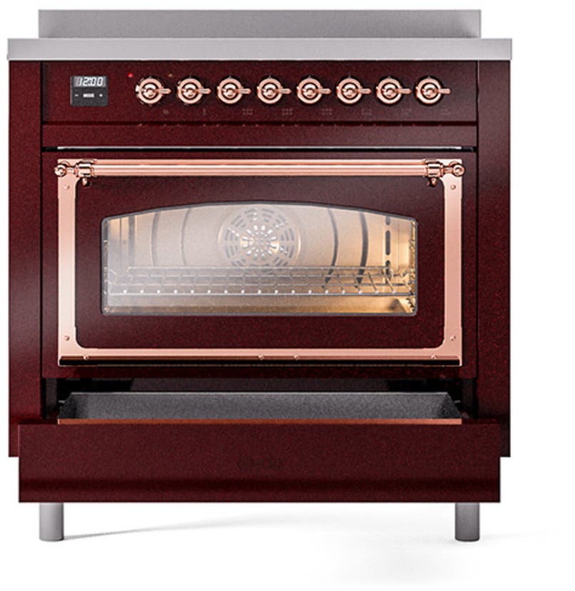 Ilve UNI366NMPBUP Burgundy With Copper Knobs