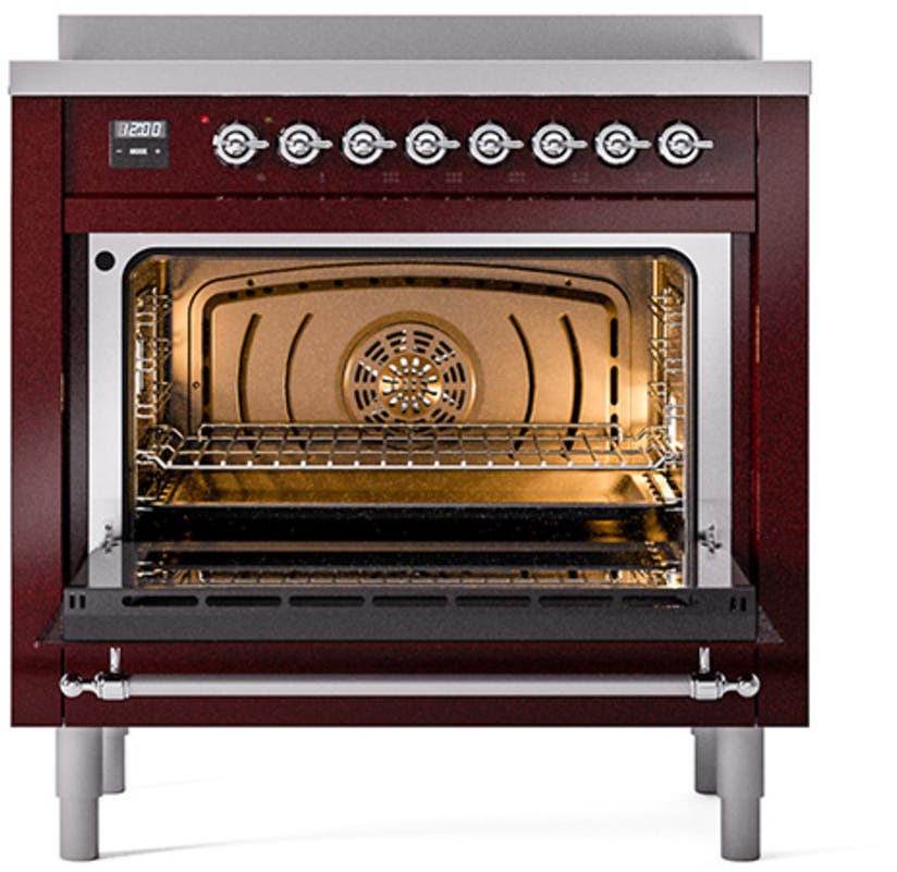 Ilve UNI366NMPBUC Burgundy With Chrome Knobs