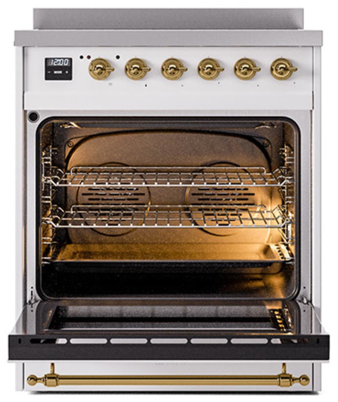 Ilve UNI304QNMPWHG White With Brass Knobs