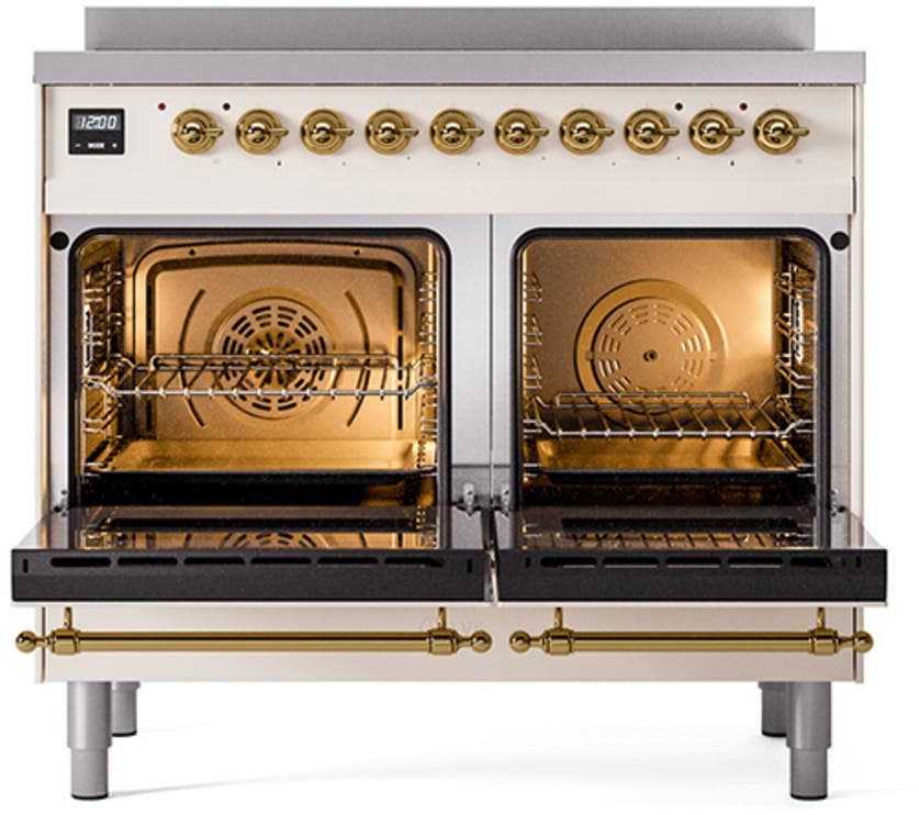 Ilve UNDI406QNMPAWG Antique White With Brass Knobs