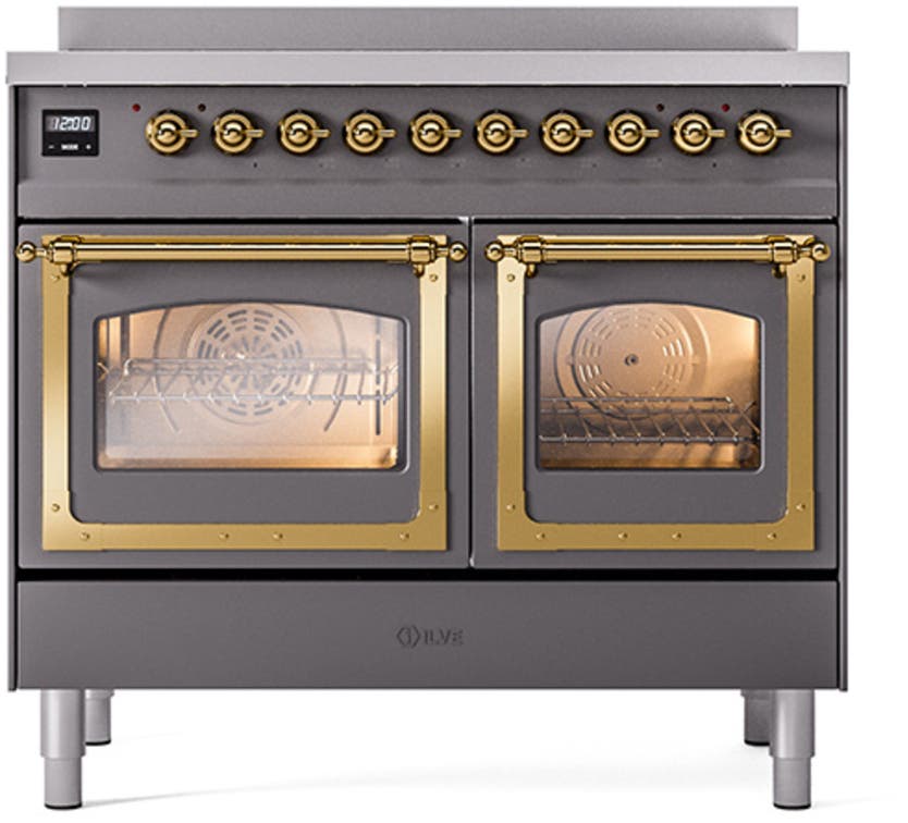 Ilve UNDI406NMPMBG Graphite Matte With Brass Knobs