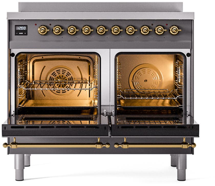 Ilve UNDI406NMPMBG Graphite Matte With Brass Knobs