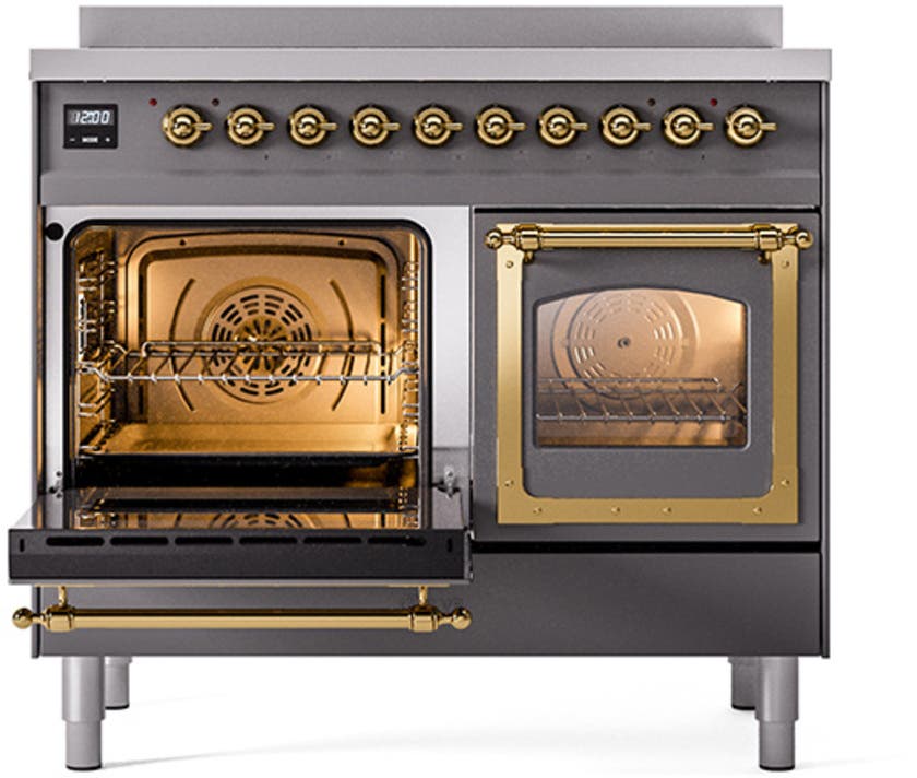 Ilve UNDI406NMPMBG Graphite Matte With Brass Knobs