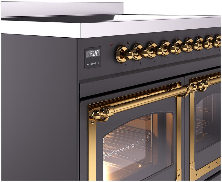 Ilve UNDI406NMPMBG Graphite Matte With Brass Knobs
