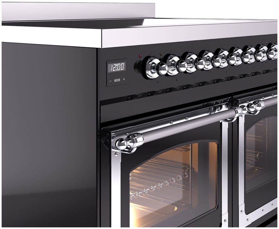 Ilve UNDI406NMPEGC Glossy Black With Chrome Knobs