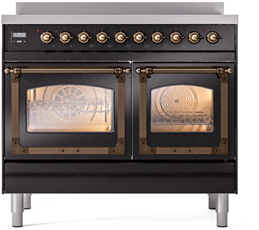 Ilve UNDI406NMPEGB Glossy Black With Bronze Knobs