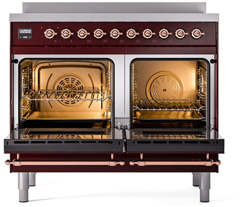 Ilve UNDI406NMPBKP Burgundy With Copper Knobs