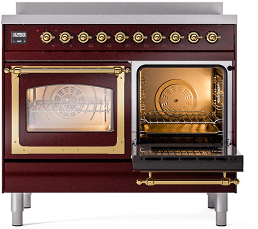 Ilve UNDI406NMPBKG Burgundy With Brass Knobs