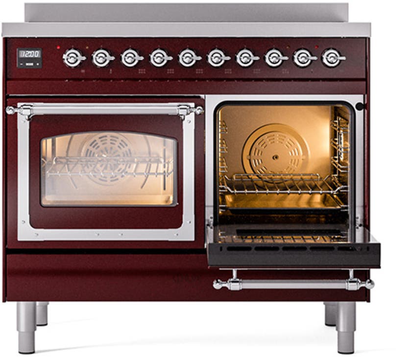Ilve UNDI406NMPBKC Burgundy With Chrome Knobs