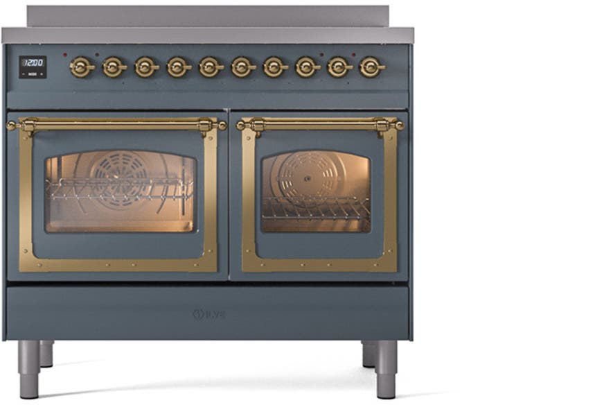 Ilve UNDI406NMPBGG Blue Grey With Brass Knobs