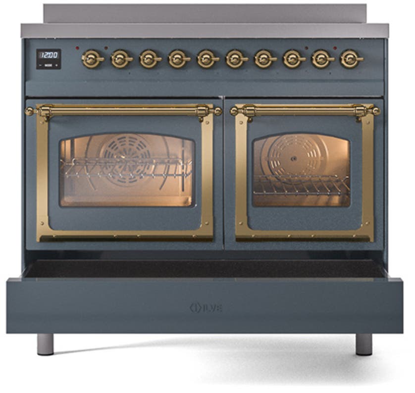 Ilve UNDI406NMPBGG Blue Grey With Brass Knobs
