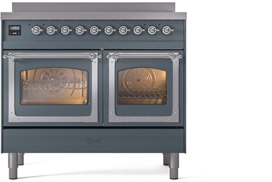 Ilve UNDI406NMPBGC Blue Grey With Chrome Knobs