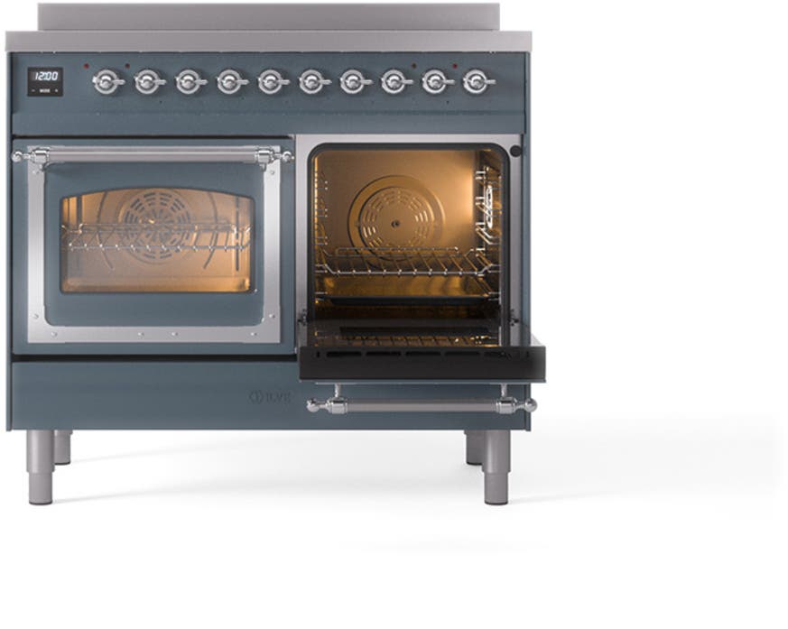 Ilve UNDI406NMPBGC Blue Grey With Chrome Knobs