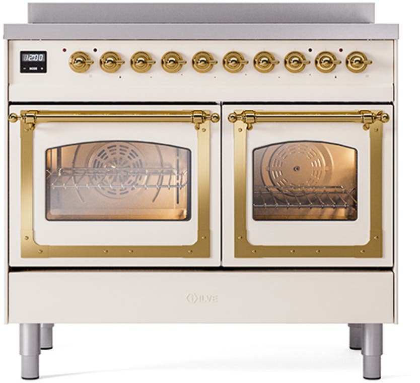 Ilve UNDI406NMPAWG Antique White With Brass Knobs