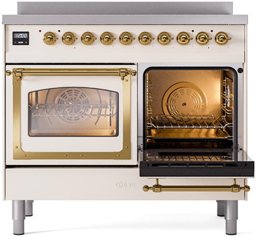 Ilve UNDI406NMPAWG Antique White With Brass Knobs