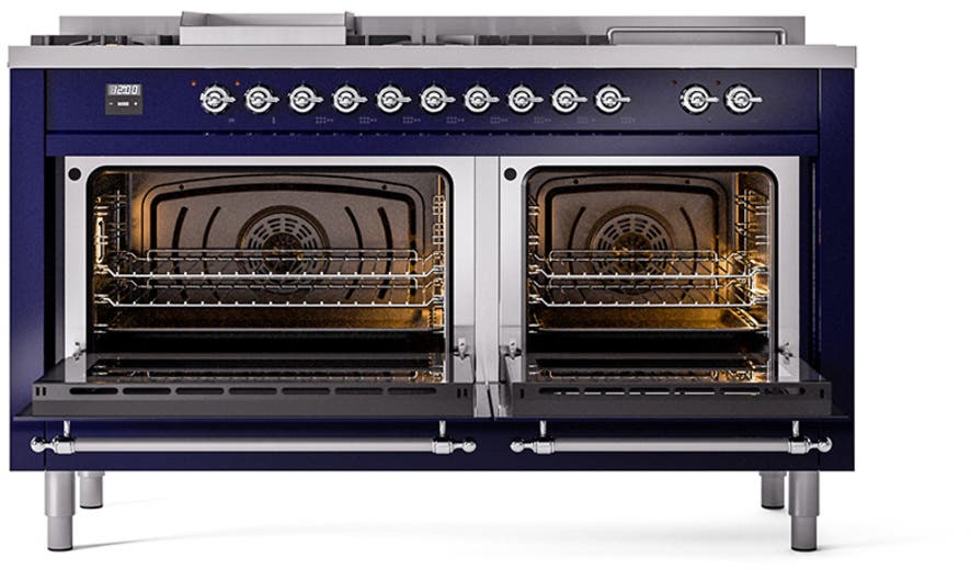 Ilve UN60FSQNMPMBCLP Midnight Blue With Chrome Knobs, Liquid Propane