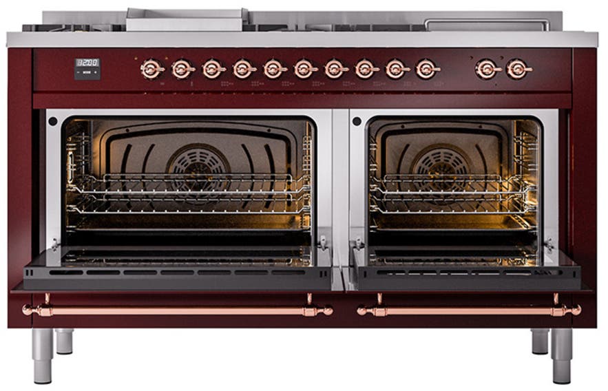 Ilve UN60FSQNMPBUPLP Burgundy With Copper Knobs, Liquid Propane