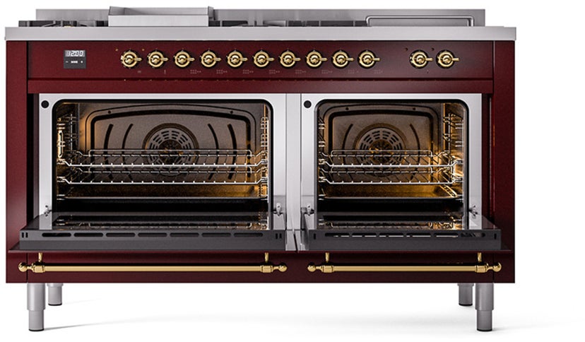 Ilve UN60FSQNMPBUGLP Nostalgie II Noblesse 60 Inch Dual Fuel Range With...