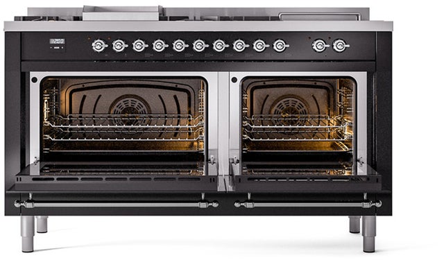 Ilve UN60FSQNMPBKCLP Nostalgie II Noblesse 60 Inch Dual Fuel Range With...