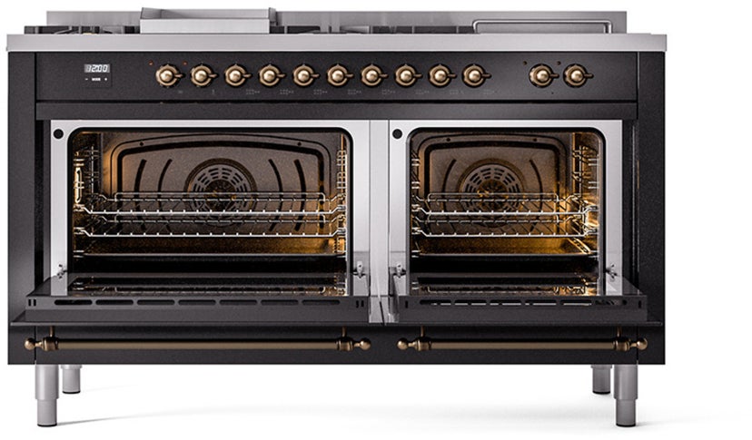 Ilve UN60FSQNMPBKB Nostalgie II Noblesse 60 Inch Dual Fuel Range With...