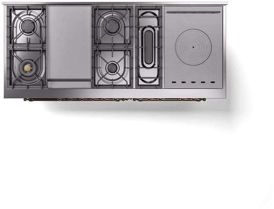 Ilve UN60FSQNMPBGGLP Blue Grey With Brass Knobs, Liquid Propane