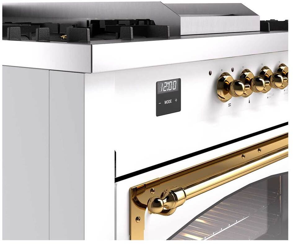 Ilve UN60FSNMPWHGLP White With Brass Knobs, Liquid Propane