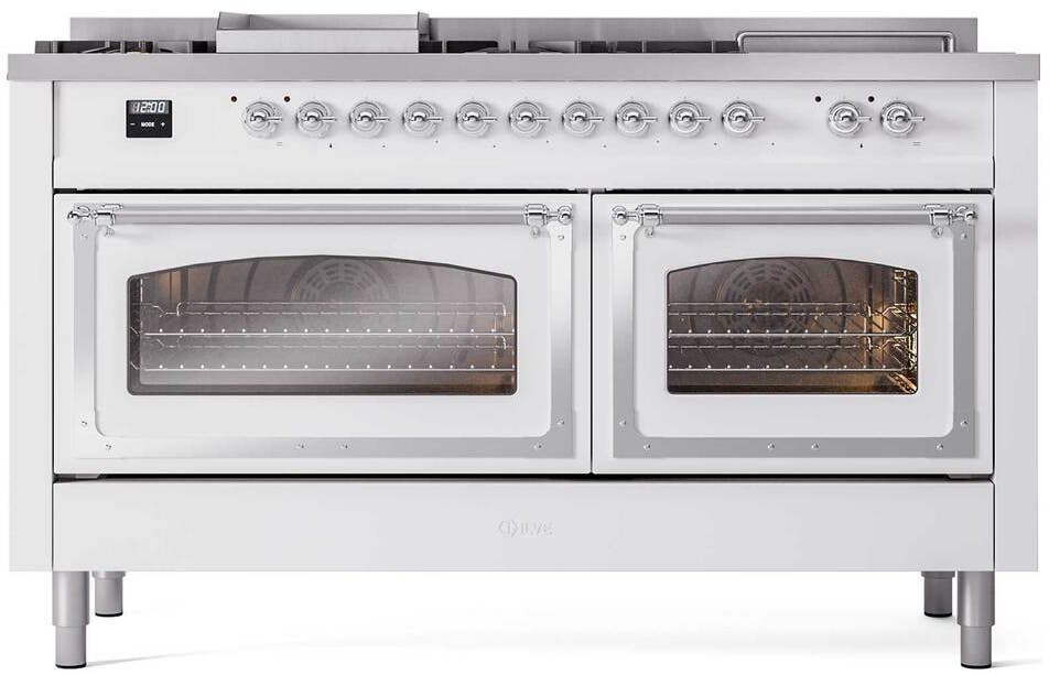 Ilve UN60FSNMPWHCLP White With Chrome Knobs, Liquid Propane