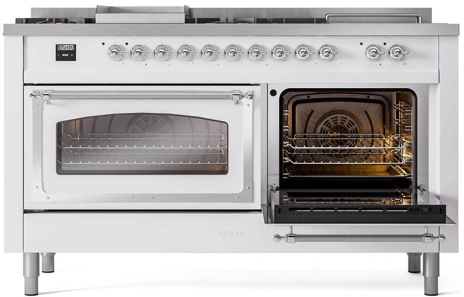 Ilve UN60FSNMPWHCLP White With Chrome Knobs, Liquid Propane