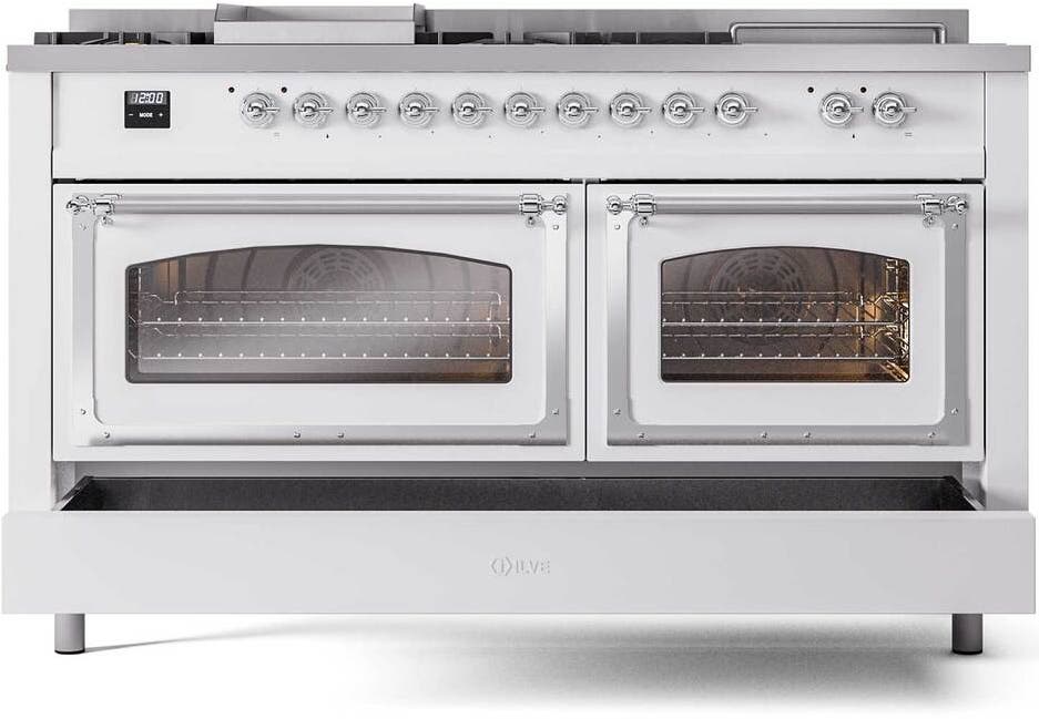 Ilve UN60FSNMPWHCLP White With Chrome Knobs, Liquid Propane