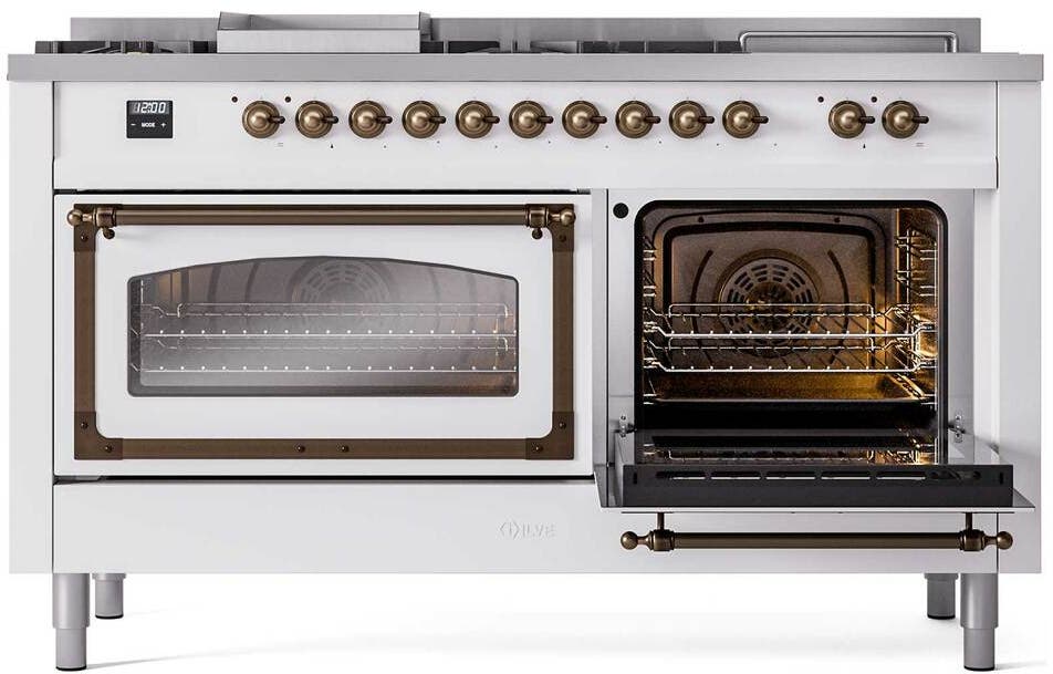 Ilve UN60FSNMPWHBLP White With Bronze Knobs, Liquid Propane
