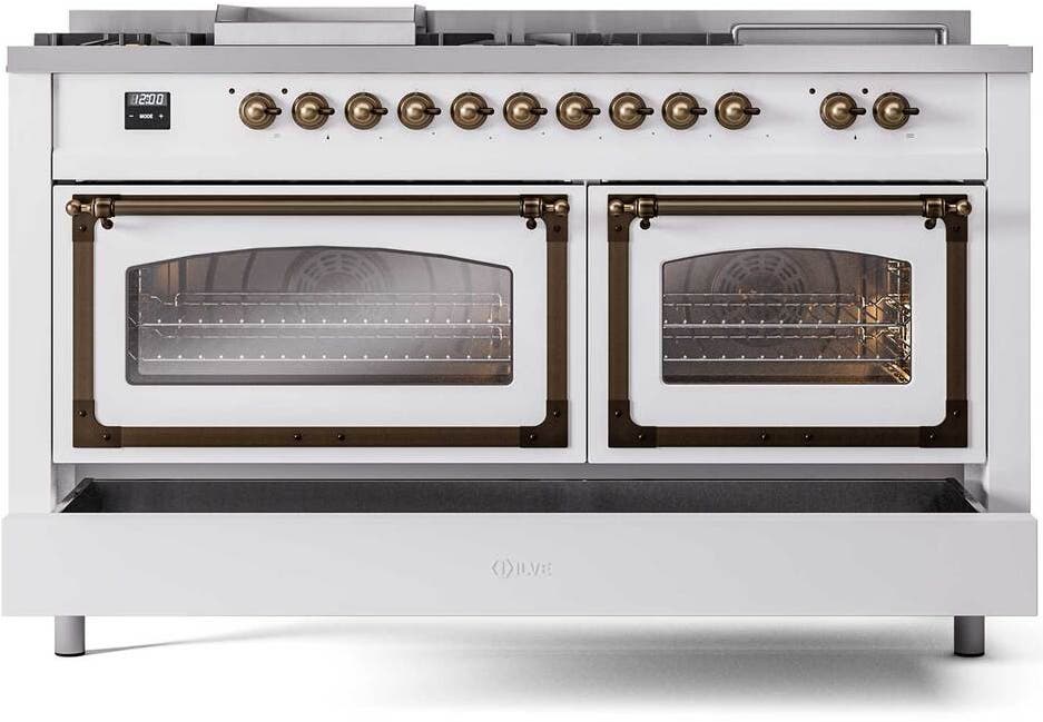 Ilve UN60FSNMPWHBLP White With Bronze Knobs, Liquid Propane