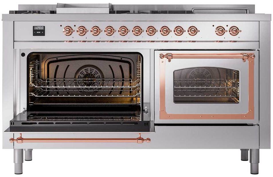 Ilve UN60FSNMPSSP Stainless Steel With Copper Knobs, Natural Gas