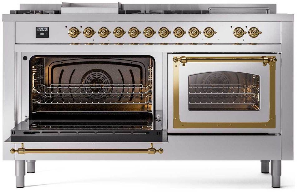 Ilve UN60FSNMPSSGLP Stainless Steel With Brass Knobs, Liquid Propane