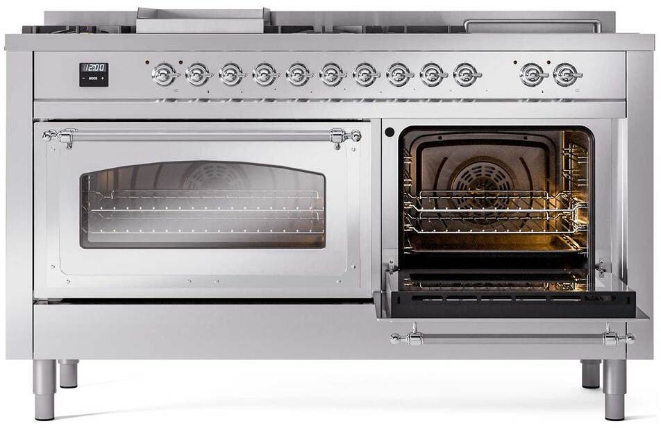 Ilve UN60FSNMPSSC Stainless Steel With Chrome Knobs, Natural Gas