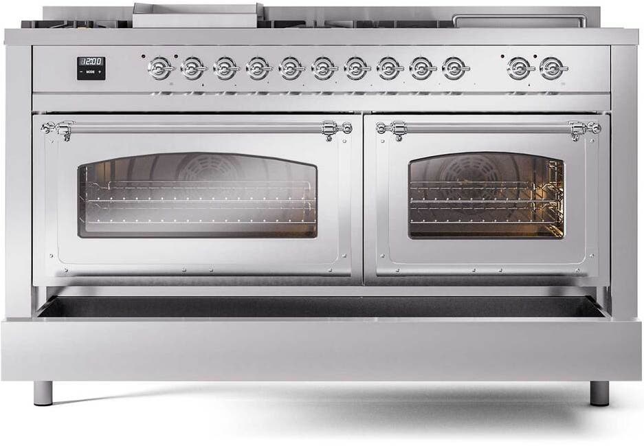 Ilve UN60FSNMPSSC Stainless Steel With Chrome Knobs, Natural Gas