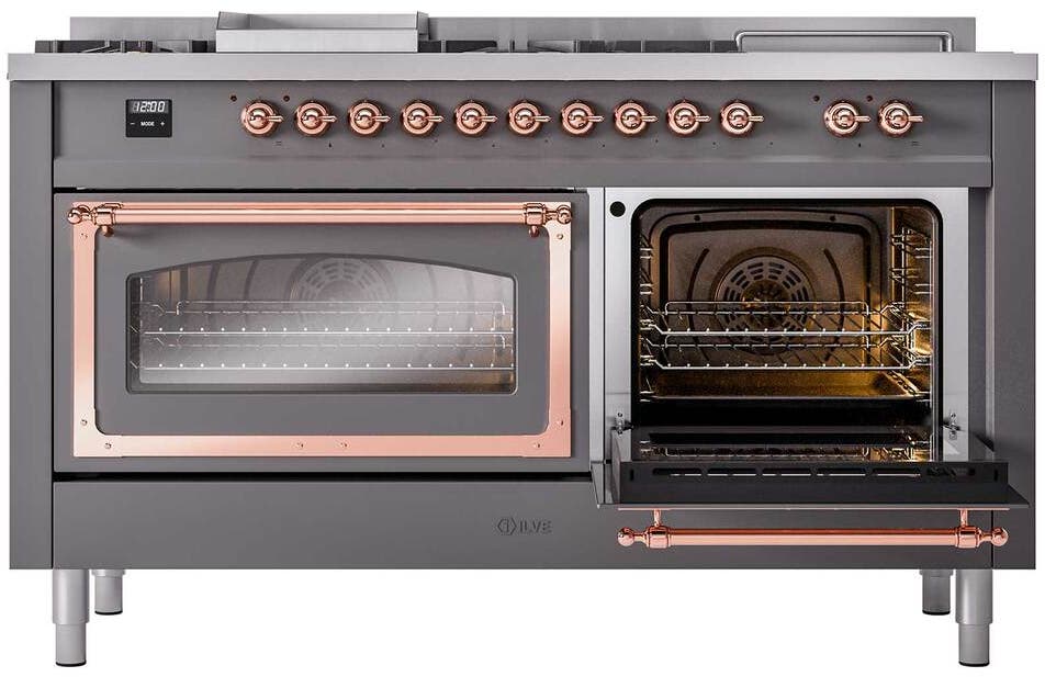 Ilve UN60FSNMPMGPLP Graphite Matte With Copper Knobs, Liquid Propane