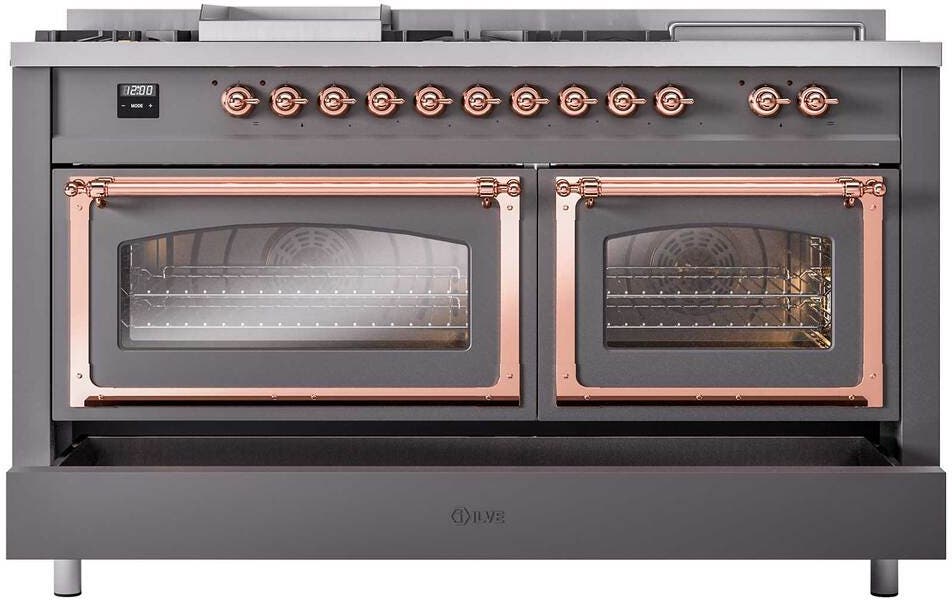 Ilve UN60FSNMPMGPLP Graphite Matte With Copper Knobs, Liquid Propane