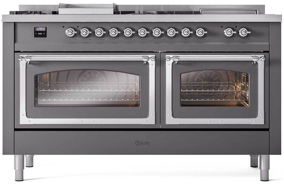 Ilve UN60FSNMPMGCLP Graphite Matte With Chrome Knobs, Liquid Propane